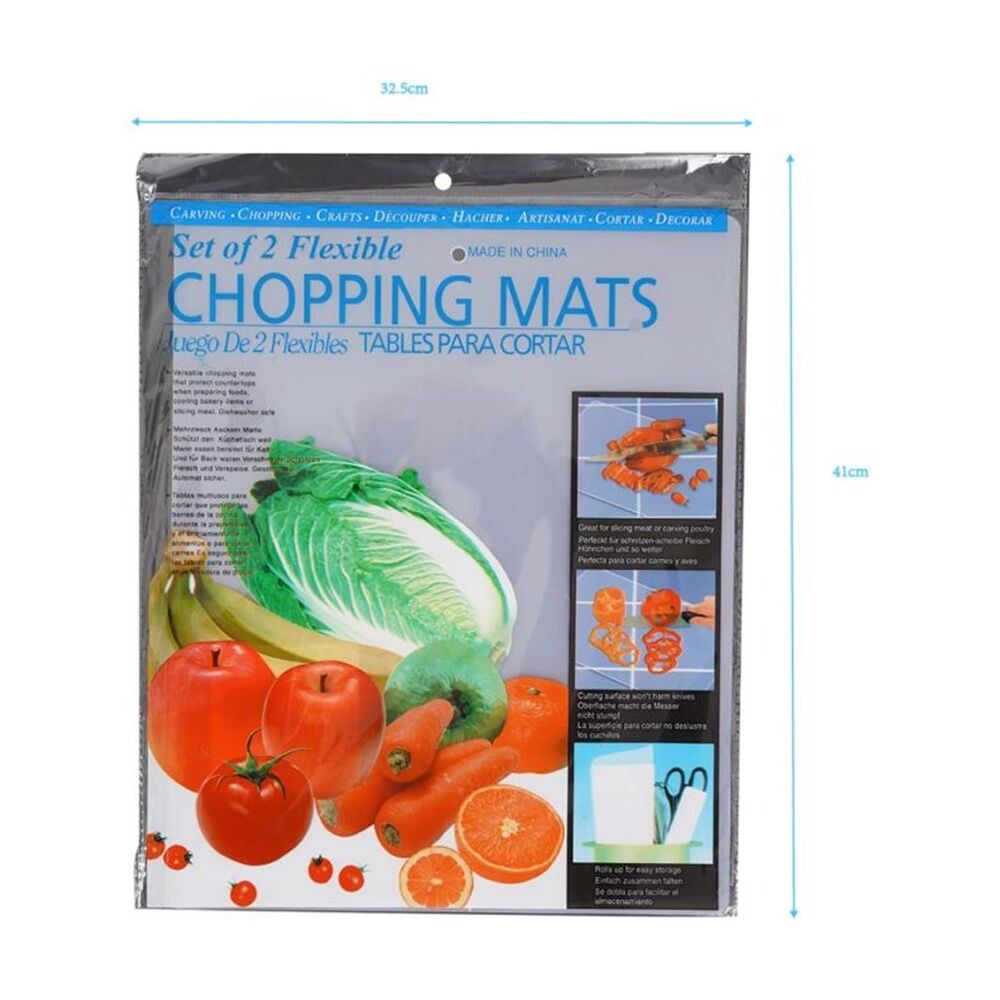 Braz Flexible Easy Clean Chopping Mats w/ Hanging Hole Transparent (2 Pieces) — image 2