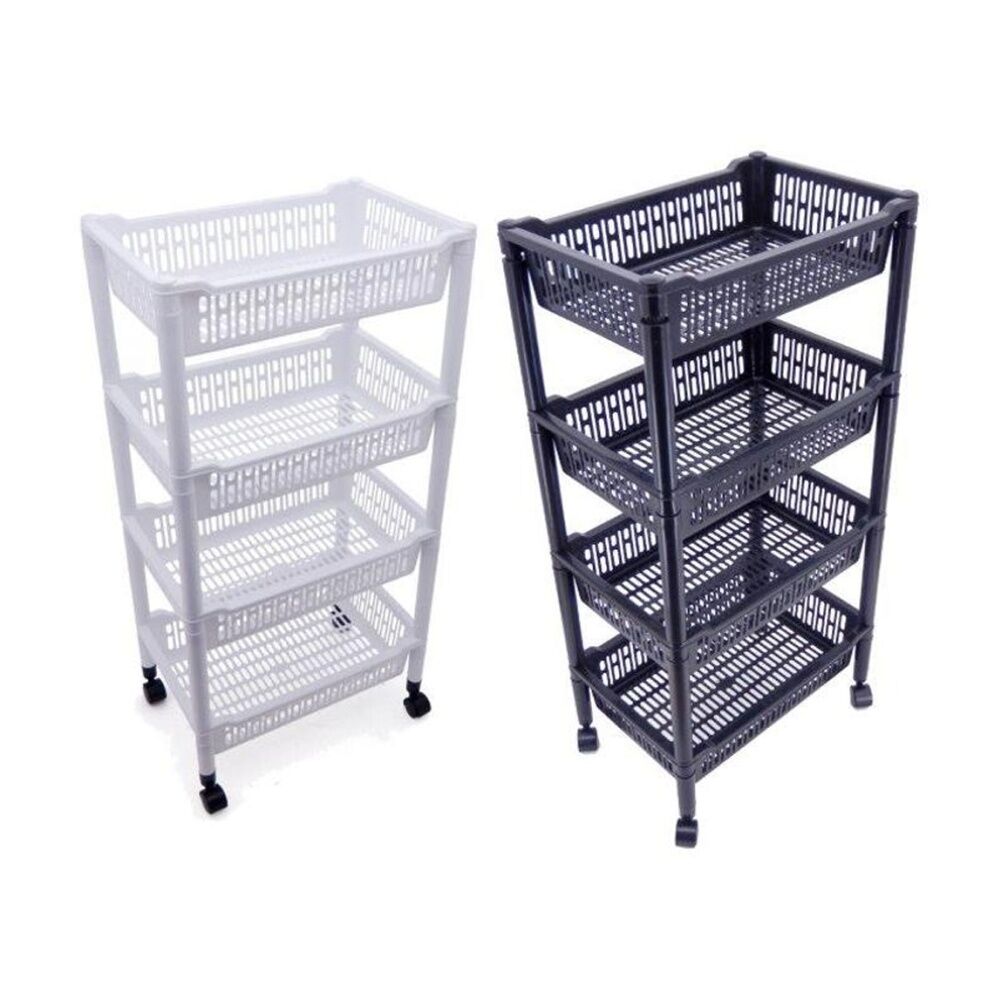 Braz 45x33x98cm Assorted 4 Level Plastic Storage Cart Trolley w/ Wheels — image 2