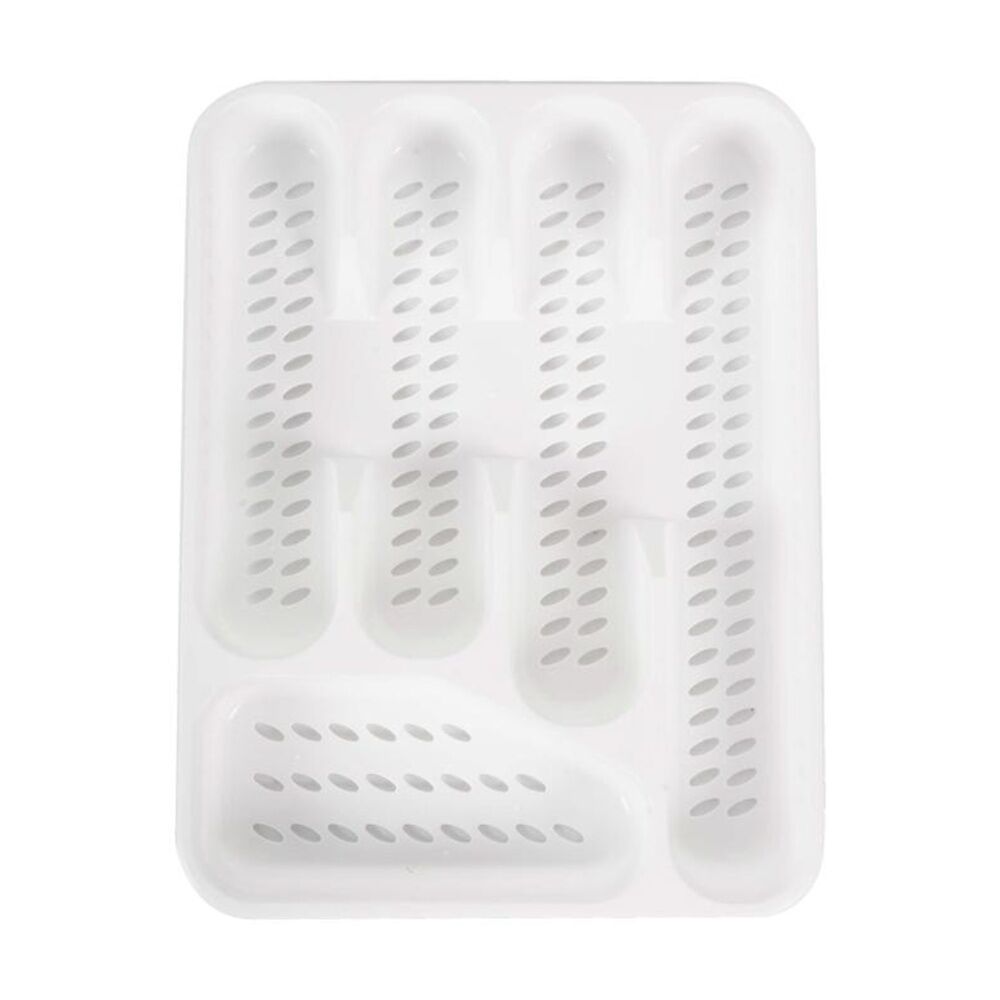 Culinary Kitchen 25x33cm White 5 Compartment Plastic Cutlery Storage Tray — image 3