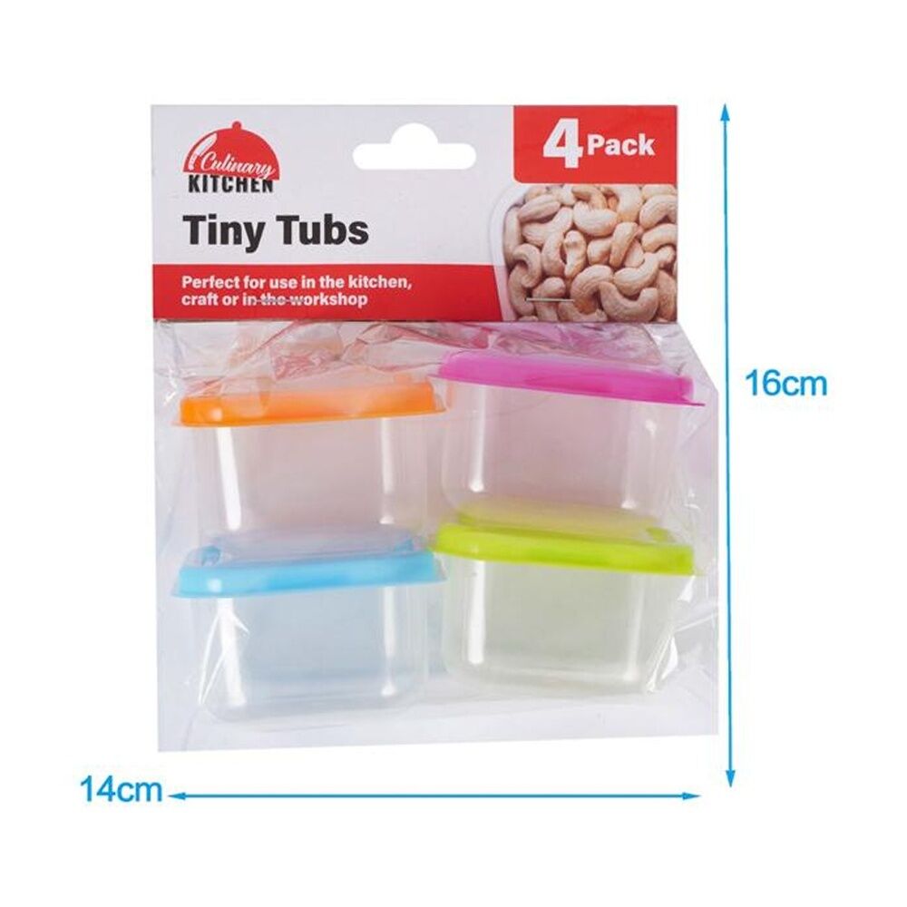 Braz Mini Plastic Food Storage Containers w/ Colourful Lids 6.5x5.5x4cm (4 Pieces) — image 2