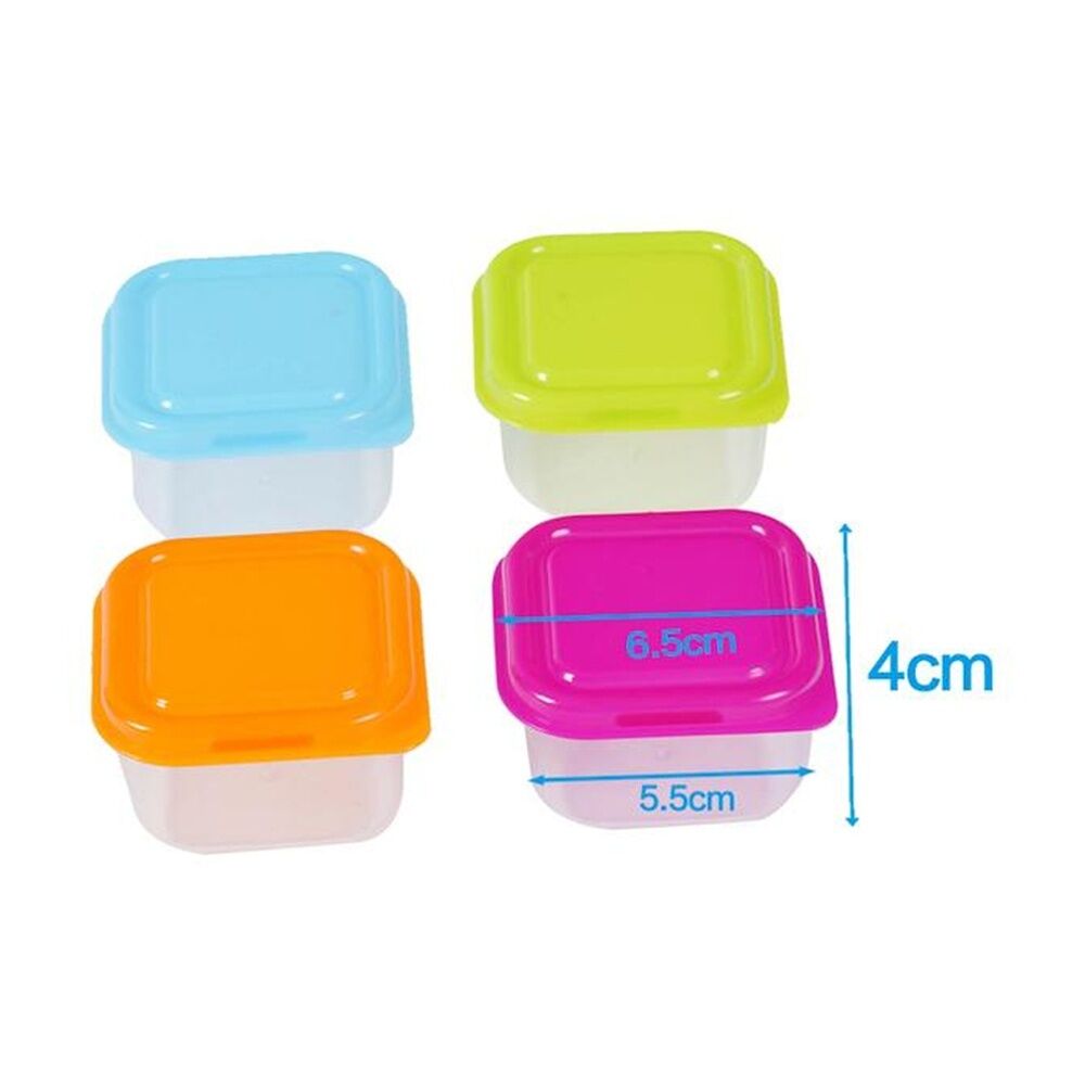 Braz Mini Plastic Food Storage Containers w/ Colourful Lids 6.5x5.5x4cm (4 Pieces) — image 3