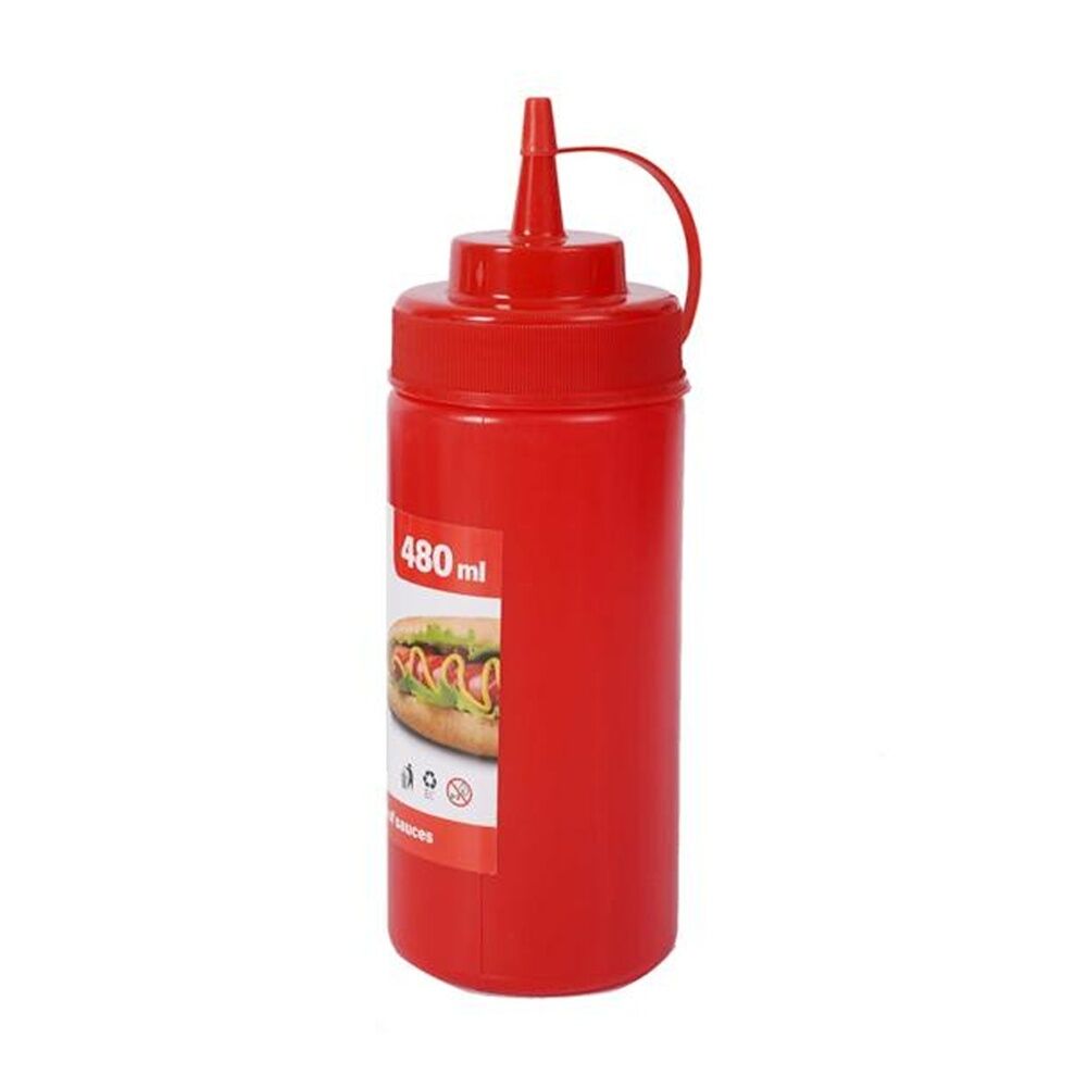 Culinary Kitchen 480ml Red Plastic Squeeze Bottle Sauce Dispenser — image 3