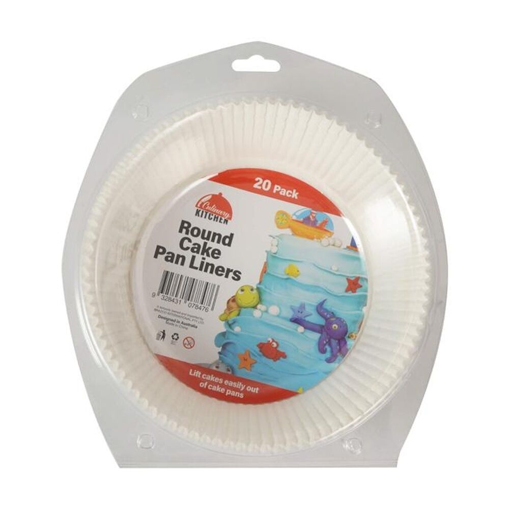 Braz Round Cake Pan Liners w/ Fluted Edge Baking Accessories 24cm White (20 Pieces)