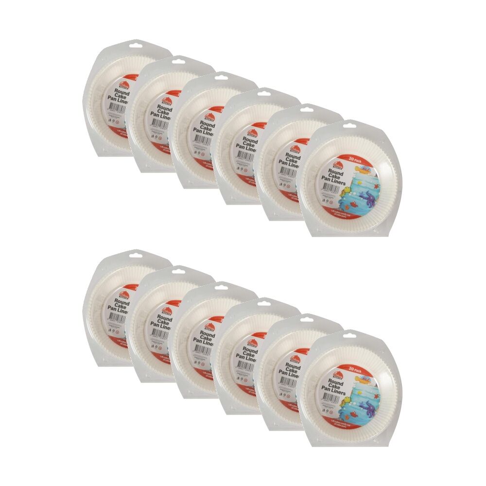 Braz 20pc Braz Round Cake Pan Liners w/ Fluted Edge Baking Accessories 24cm White (12 Pack)