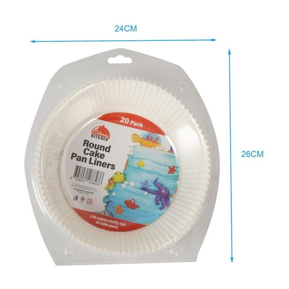 Braz Round Cake Pan Liners w/ Fluted Edge Baking Accessories 24cm White (20 Pieces) — image 2