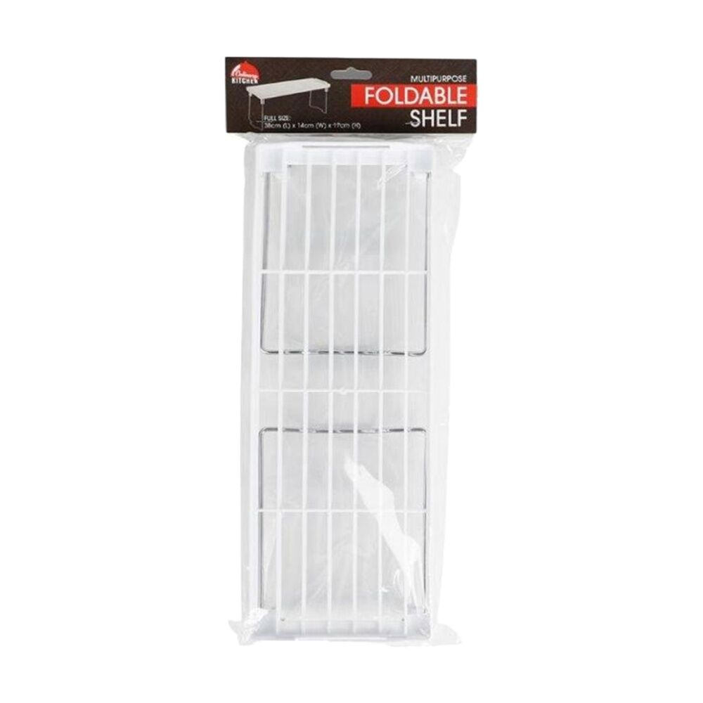 Braz Foldable Shelf Stackable Kitchen Storage Rack 39x14x17cm White Metal (4 Pack) — image 2