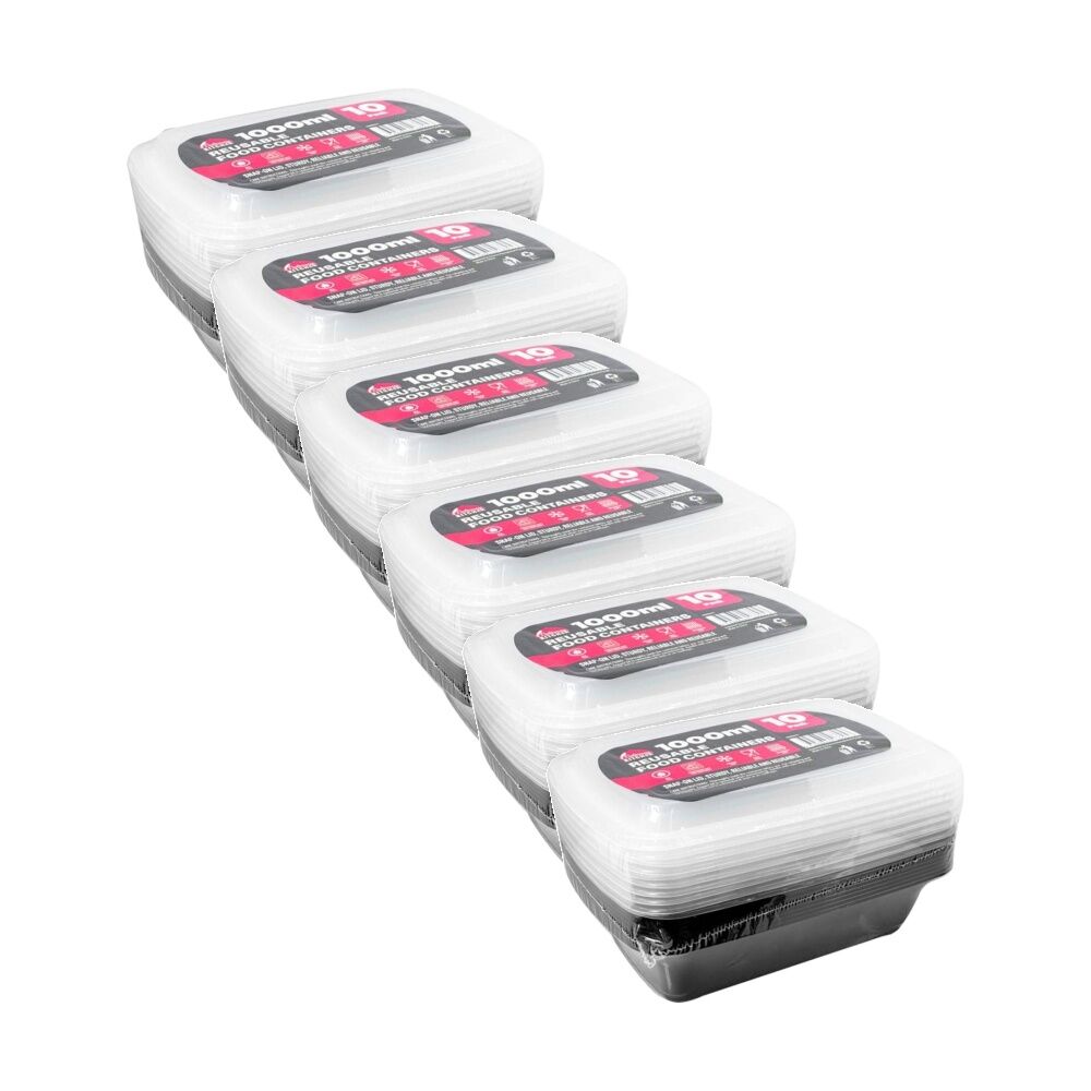 Braz 10pc Braz Reusable Microwave Safe Food Prep Storage Containers 1000ml Clear (6 Pack)