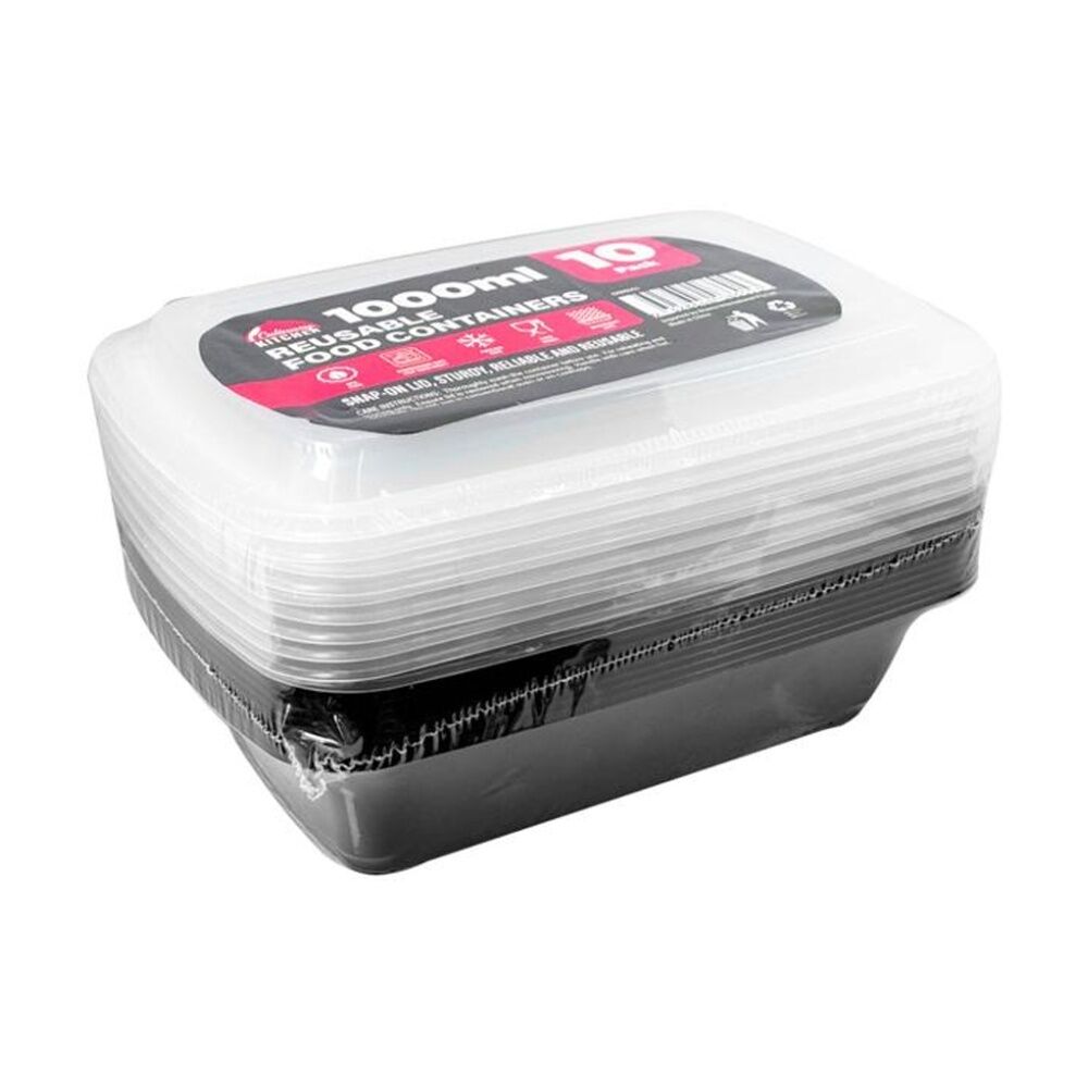 Braz 10pc Braz Reusable Microwave Safe Food Prep Storage Containers 1000ml Clear (6 Pack) — image 2