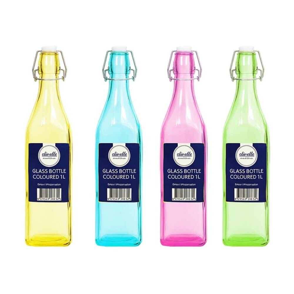 Olivelle 1L Assorted Coloured Airtight Swing-Top Lid Glass Bottle — image 2