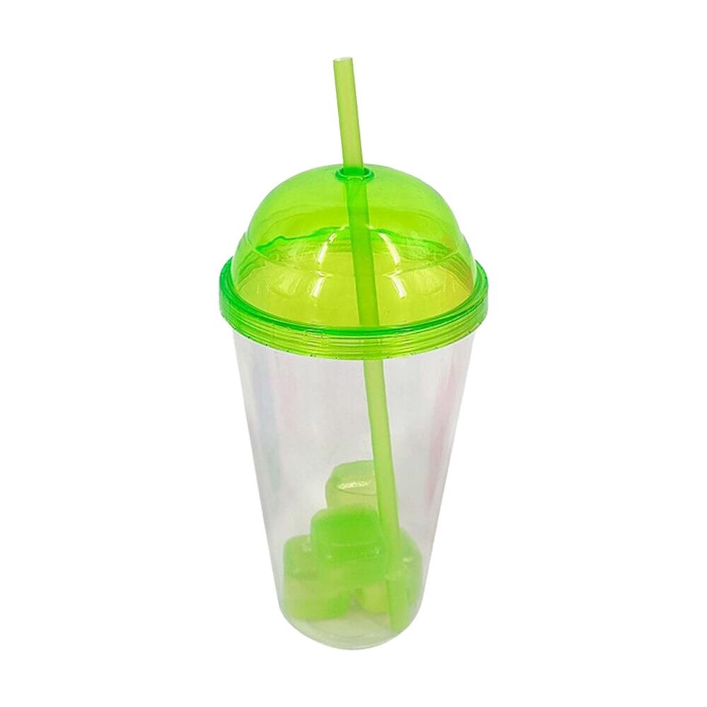 Braz Assorted Kids Plastic Drinking Tumbler Dome w/ Lid, Straw & Cube
