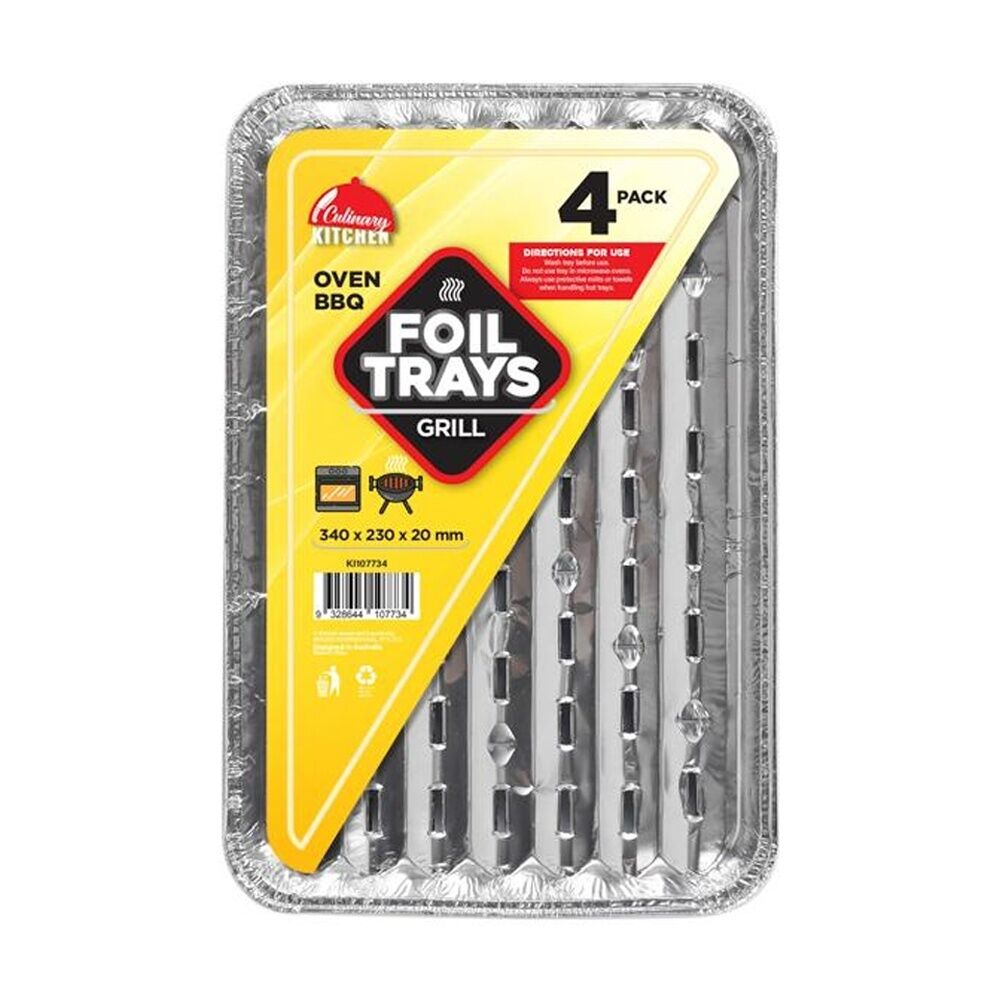 Braz Aluminium Foil Disposable Grill Trays 34x23x2cm Silver (4 Pieces) — image 2