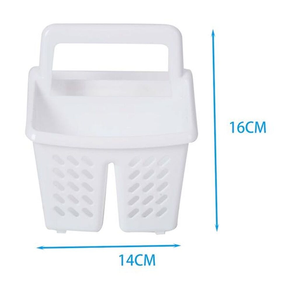 Braz Plastic Perforated Cutlery Storage Holder w/ Handle 15x13x16cm White (3 Pack) — image 4