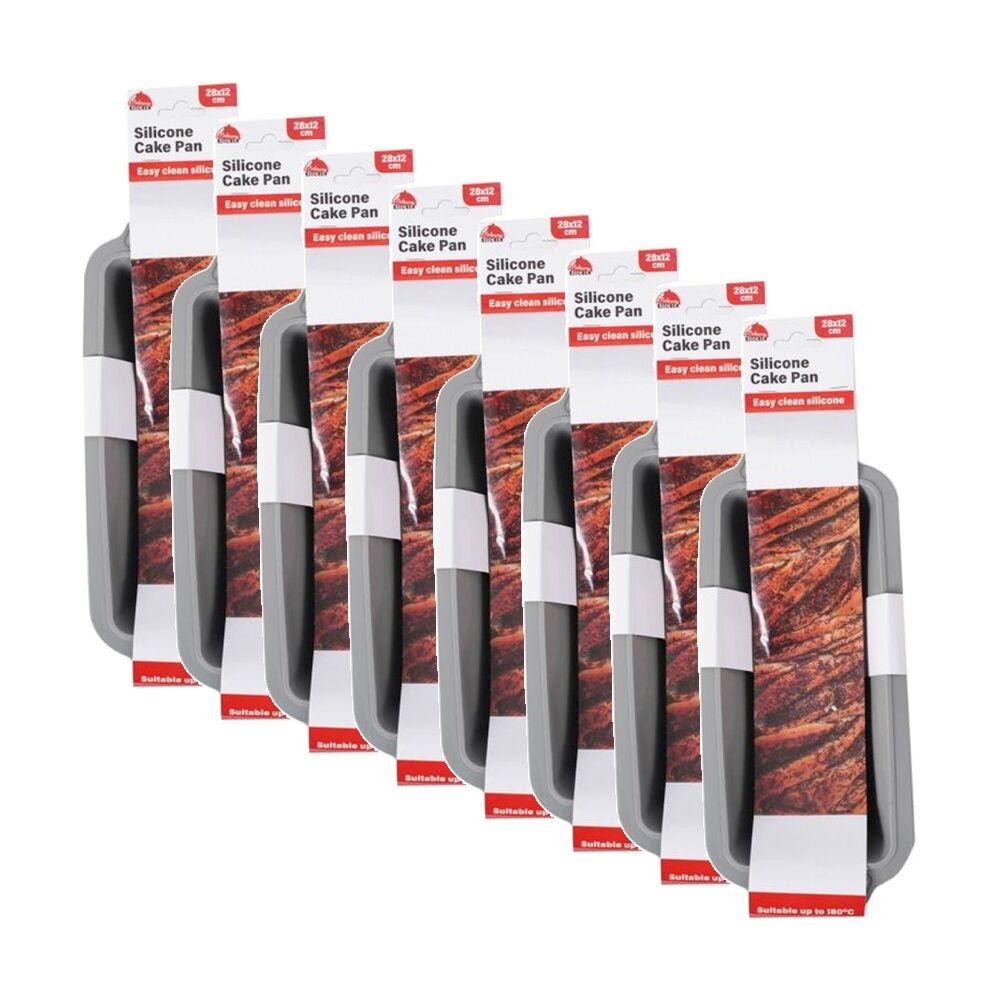 Culinary Kitchen Silicone Non-Stick Oven Safe Loaf Pan 30x15x7cm Grey (8 Pack)