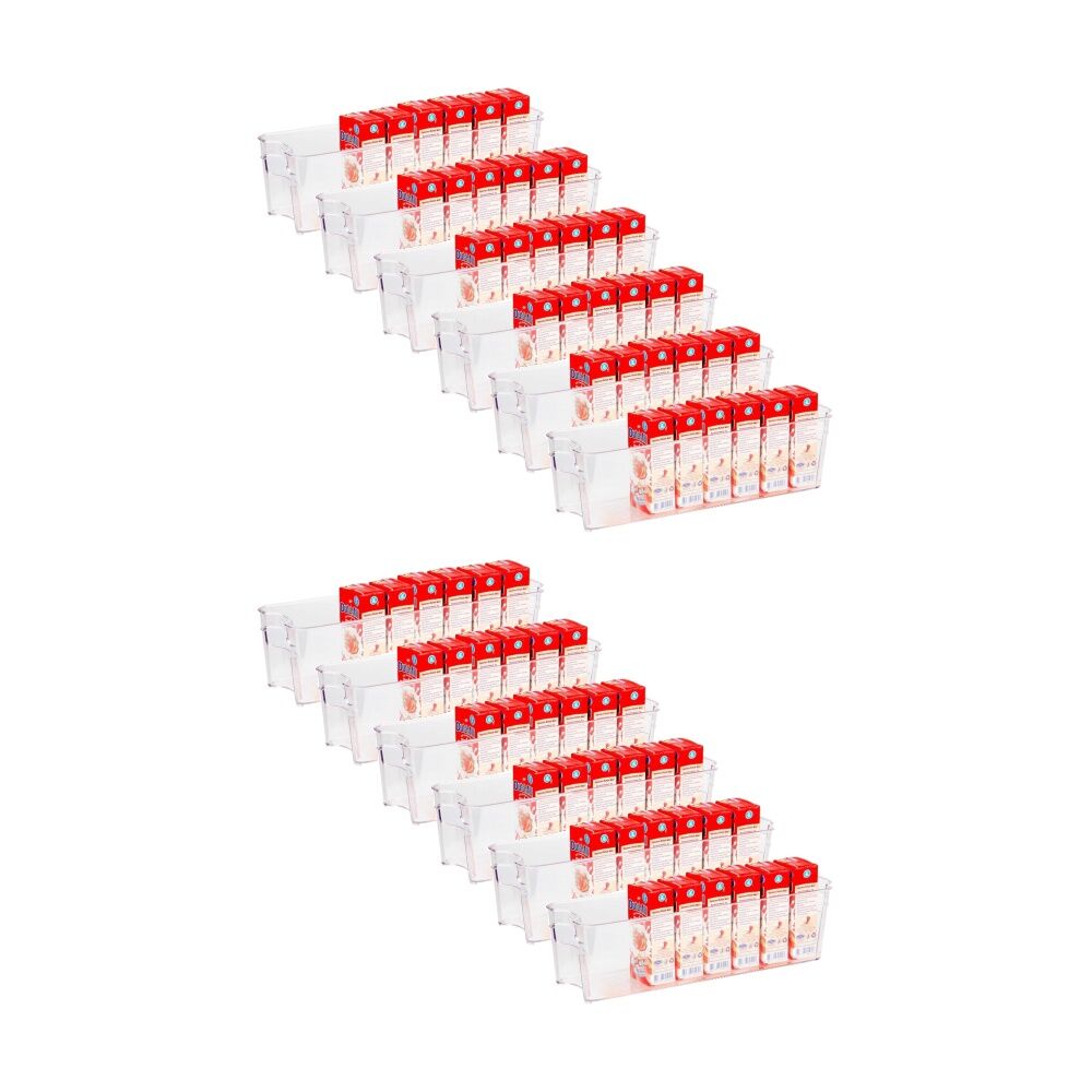 Braz Clear Plastic Kitchen Organiser Narrow Stack Storage Bin (12 Pack)