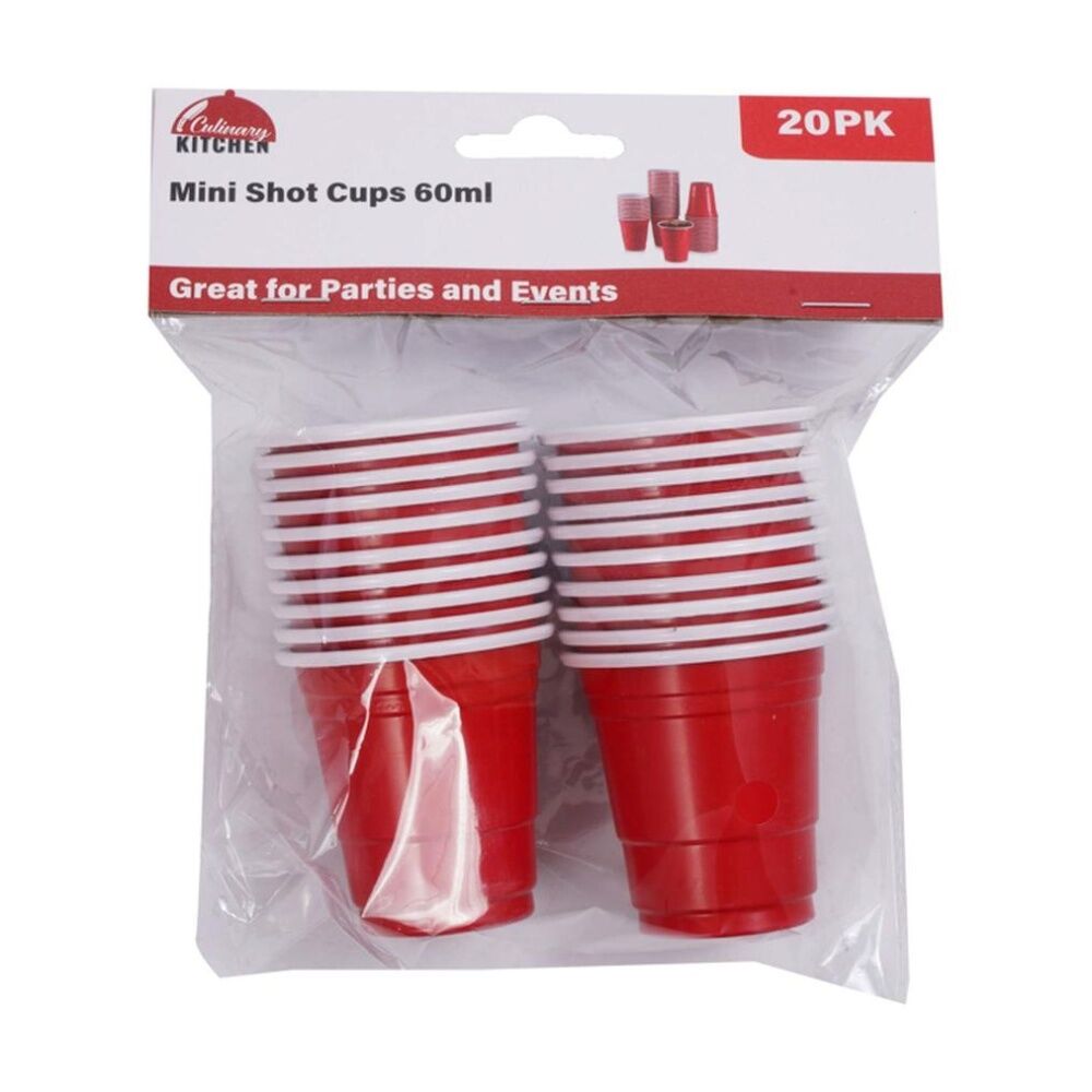Culinary Kitchen Disposable Party Shot Cups Value Set 60ml Red (20 Pieces)