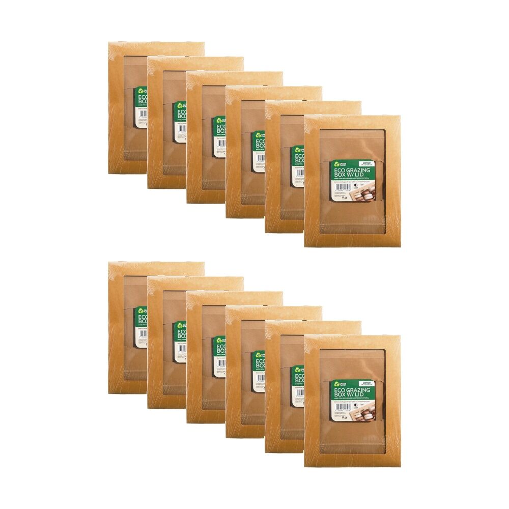 Braz Earth Friendly Grazing Box w/ Transparent Window Lid Large 45x31x8cm (12 Pack)