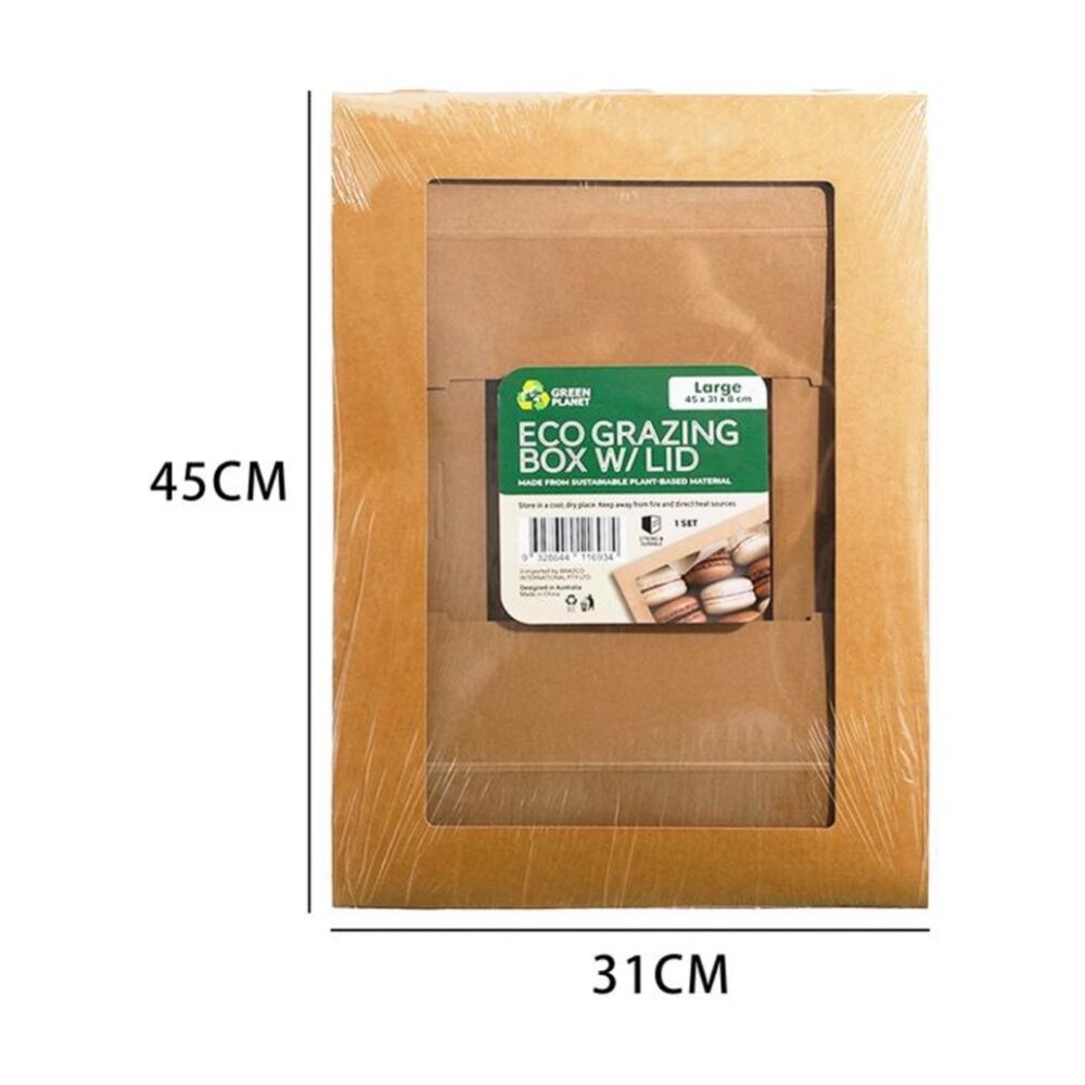 Braz Earth Friendly Grazing Box w/ Transparent Window Lid Large 45x31x8cm (24 Pack) — image 3
