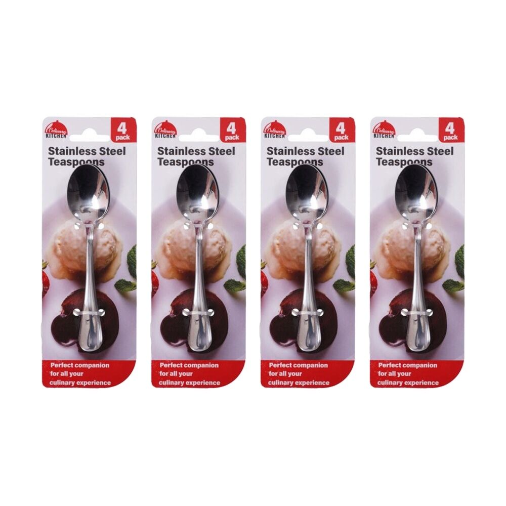 Braz 4pc Braz Stainless Steel Deluxe Teaspoons Set Kitchen Cutlery 20cm Silver (4 Pack)