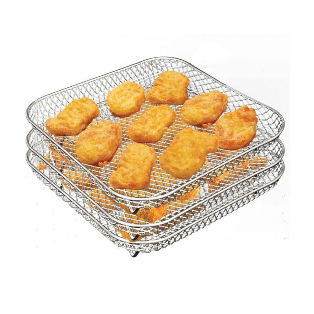 Braz Square Stackable Air Fryer Wire Mesh Baskets 3 Level (3 Pieces) — image 4