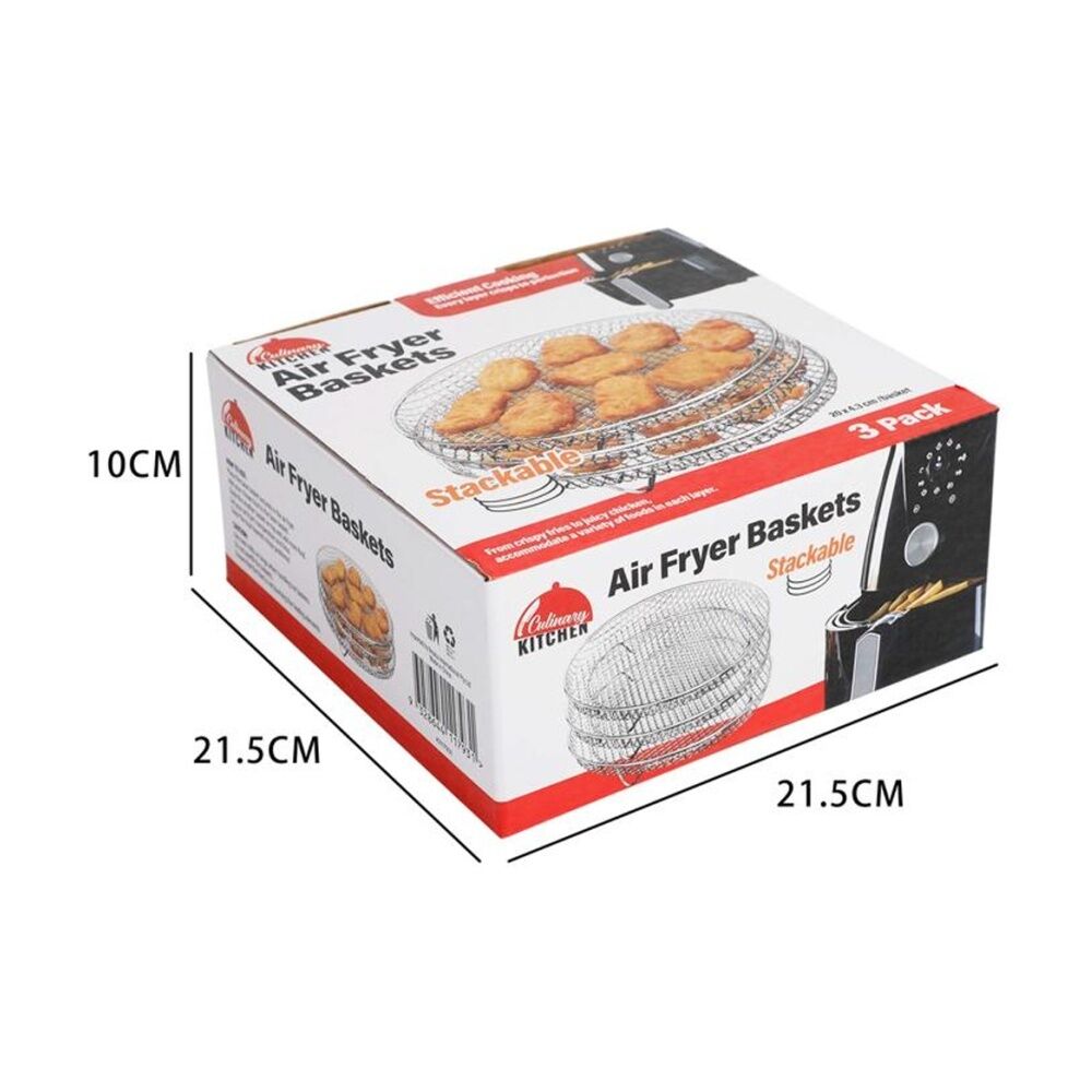 Braz Round Stackable Air Fryer Wire Mesh Baskets 3 Level (3 Pieces) — image 2