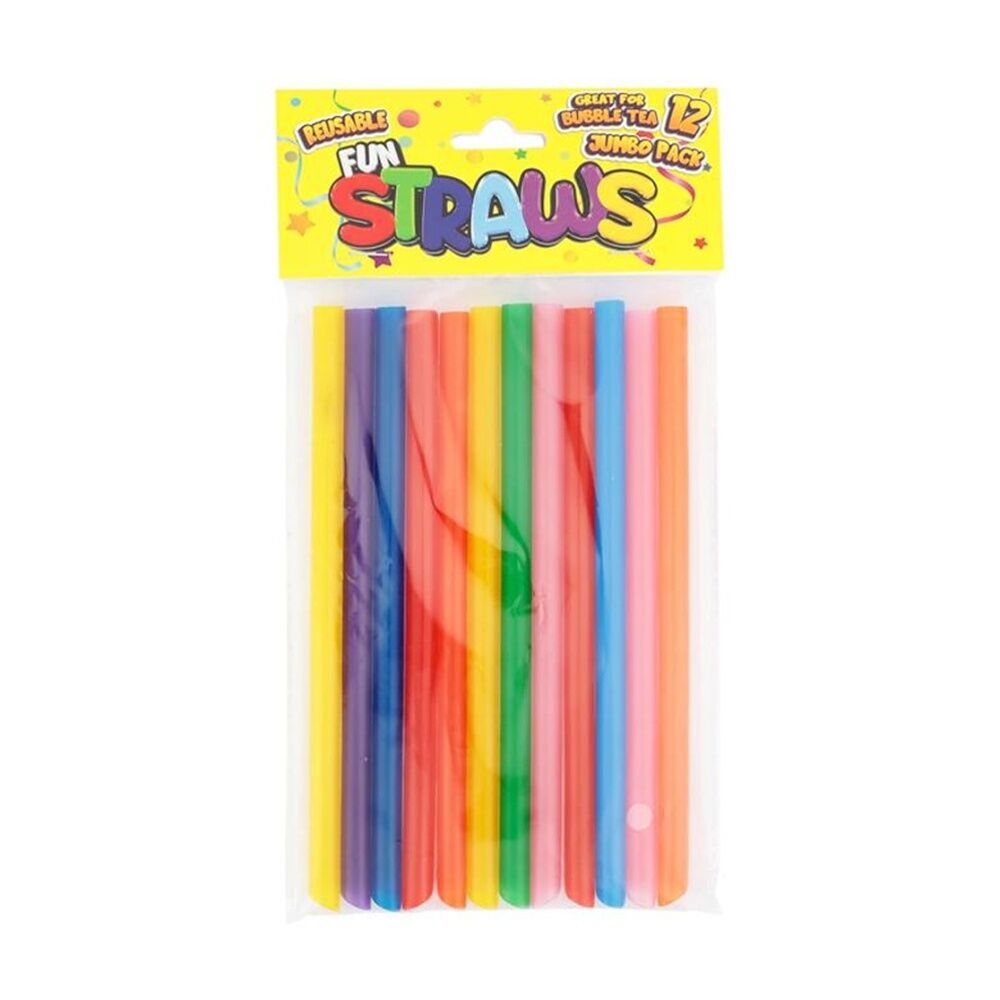 Braz 12pc Braz Plastic Reusable Straws Set Jumbo Multi Colour (12 Pack) — image 2
