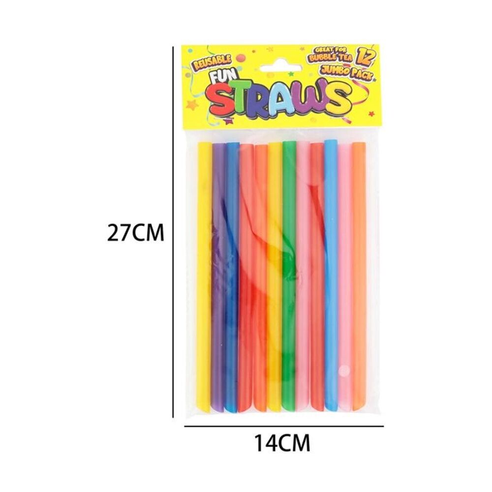 Braz 12pc Braz Plastic Reusable Straws Set Jumbo Multi Colour (24 Pack) — image 3