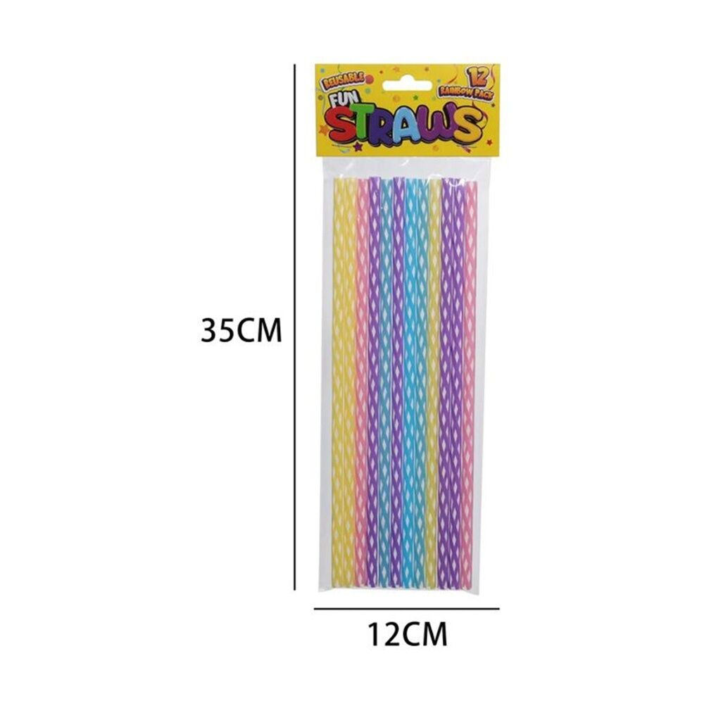Braz 12pc Braz Plastic Reusable Straws Set 28cm Multi Colour (24 Pack) — image 3