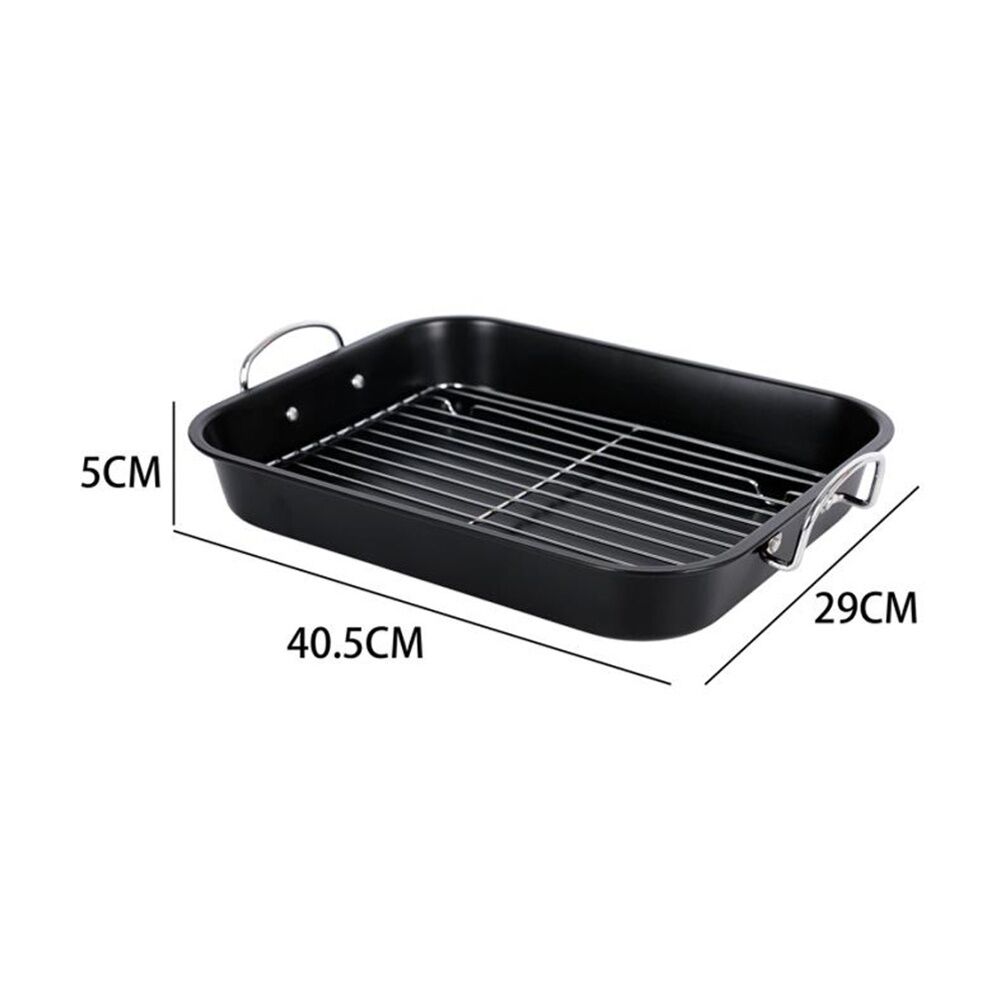 Culinary Kitchen 38x29x5cm Non-Stick Roaster Baking Pan Tray w/ Roasting Rack — image 3