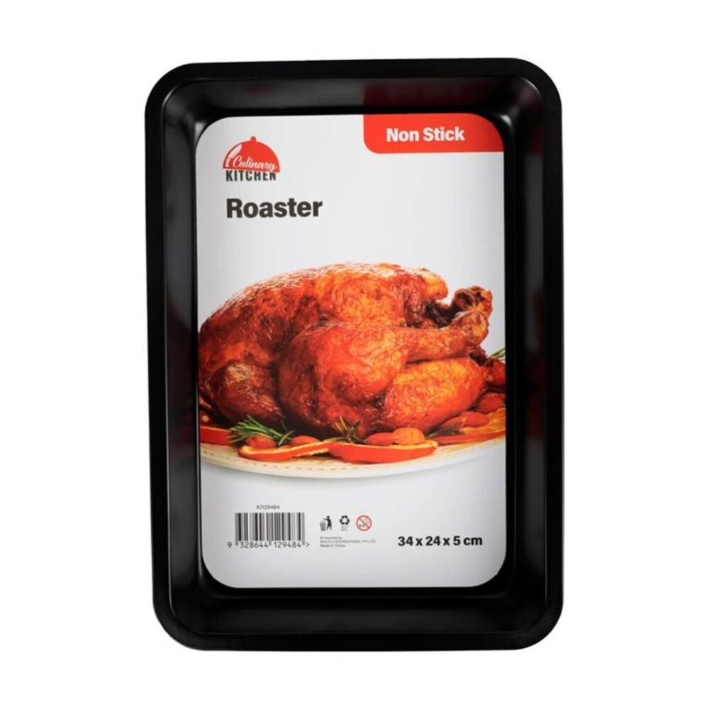 Culinary Kitchen Non-Stick Rectangular Roaster Baking Pan Tray 34x24x5cm (4 Pack) — image 2
