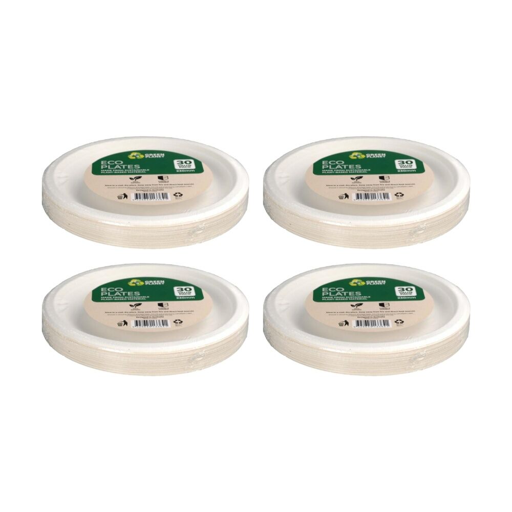 Braz 30pc Braz Earth Friendly Disposable Round Plates Tableware Serveware 23cm (4 Pack)