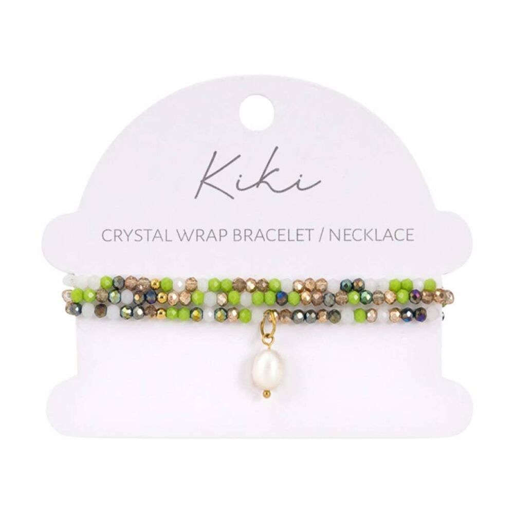 Kiki Oracle Crystal Wrap Jewellery Bracelet Necklace Green White Gold Kiki