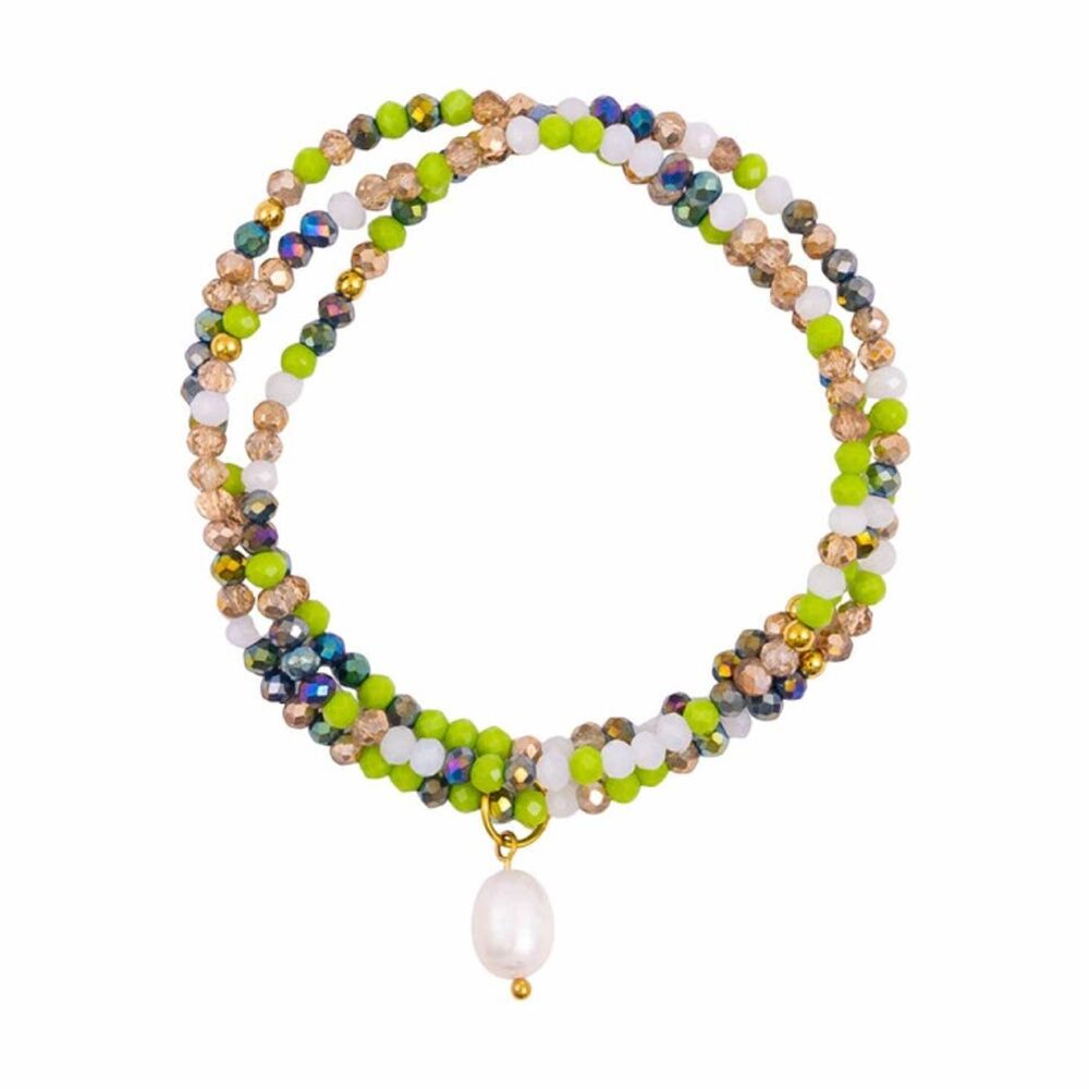 Kiki Oracle Crystal Wrap Jewellery Bracelet Necklace Green White Gold Kiki — image 2