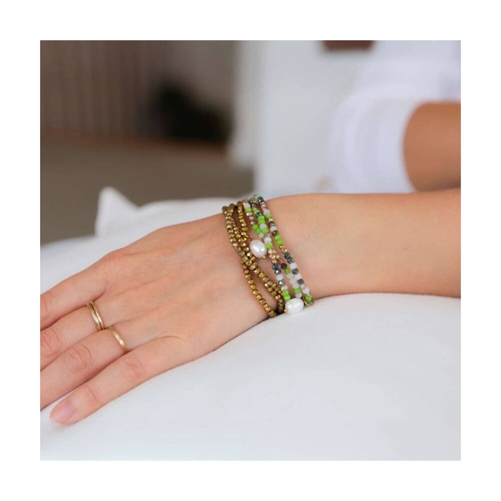Kiki Oracle Crystal Wrap Jewellery Bracelet Necklace Green White Gold Kiki — image 5
