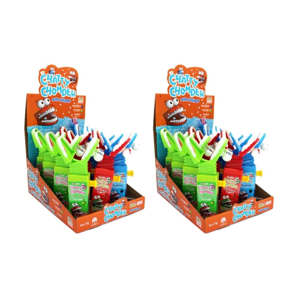 Kidsmania Chatty Chomper Toy w/ Fruit Flavoured Lollipop 17g Assorted (24 Pack)