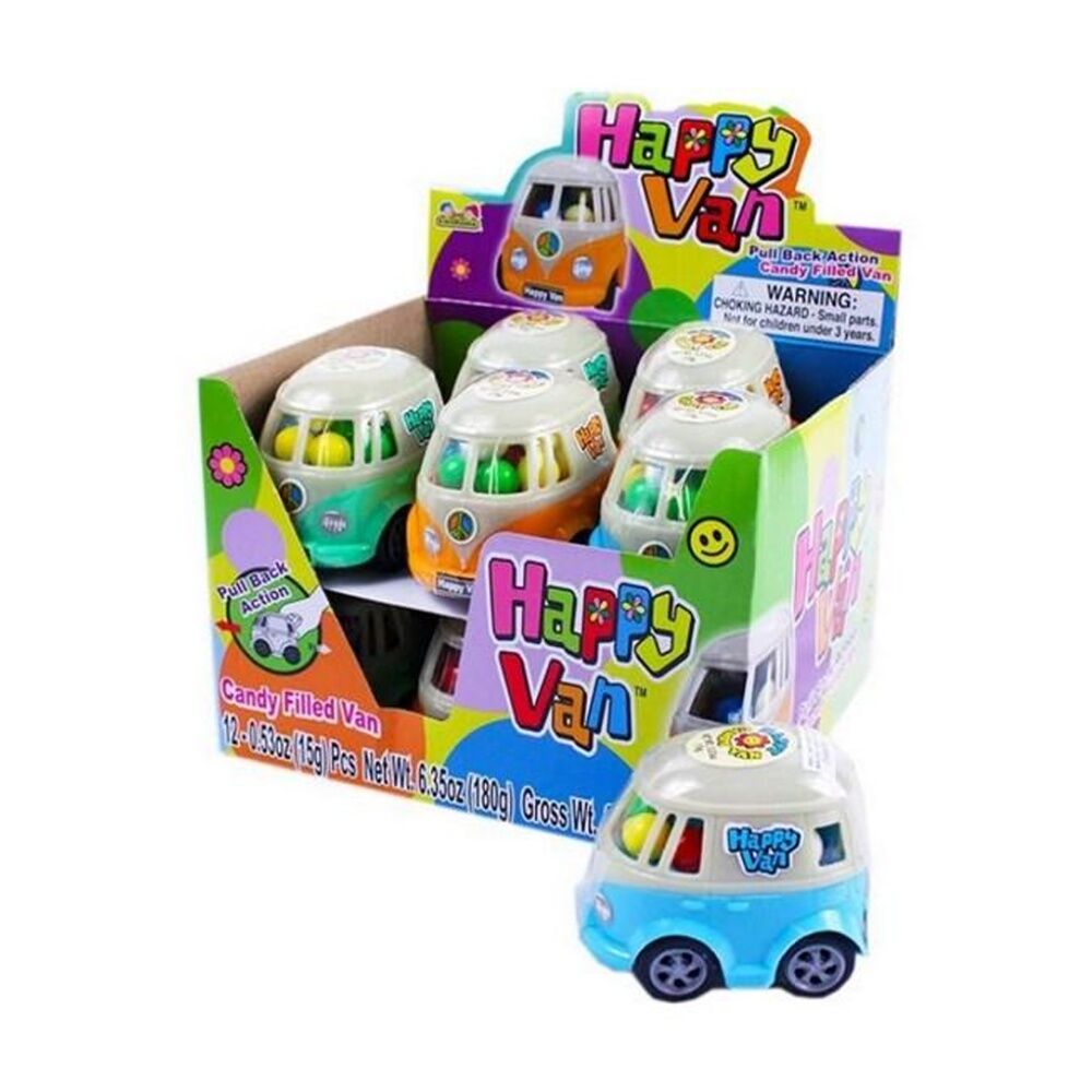 Kidsmania Happy Van Pull Back Toy Filled w/ Candy 15g Assorted (12 Pack) — image 2