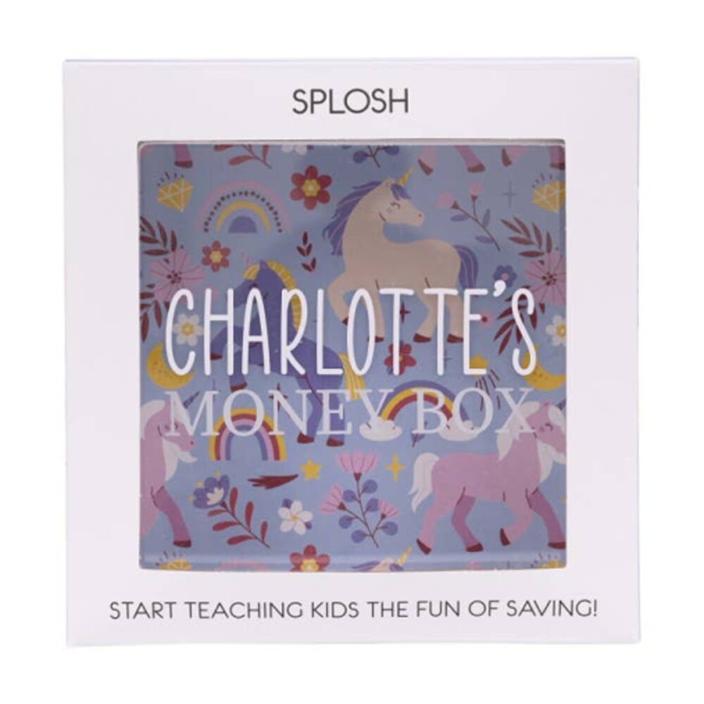 Splosh Kids Money Box Charlotte Personalised Name White Blue 13x5x13cm (2 Pack) — image 5