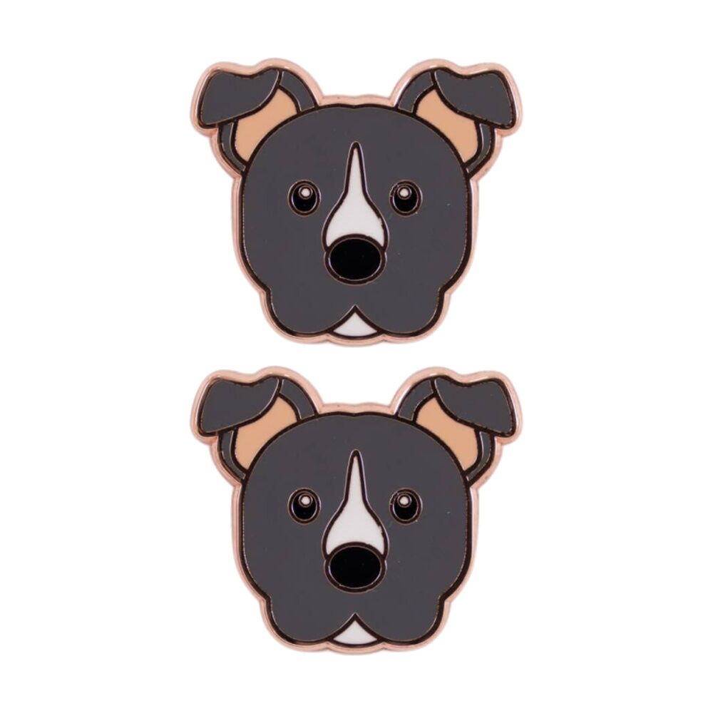 Splosh Staffy Keepsake Pin Enamel 3y+ Rose Gold Grey White 3x1x2.5cm (2 Pack)