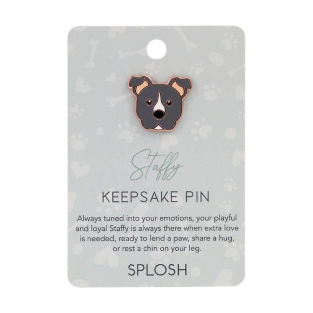 Splosh Staffy Keepsake Pin Enamel 3y+ Rose Gold Grey White 3x1x2.5cm Splosh — image 2