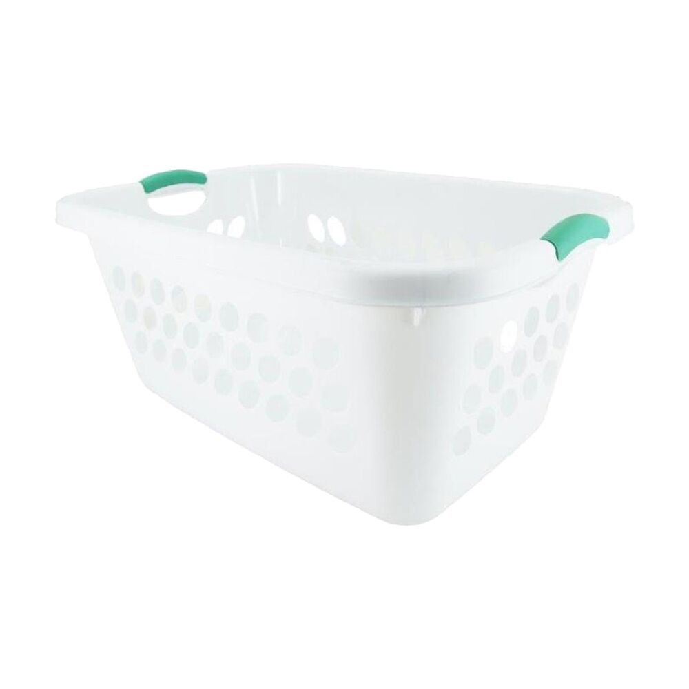 Braz Plastic Oblong Laundry Basket w/ Handles 68x46x32cm Assorted (2 Pack) — image 2