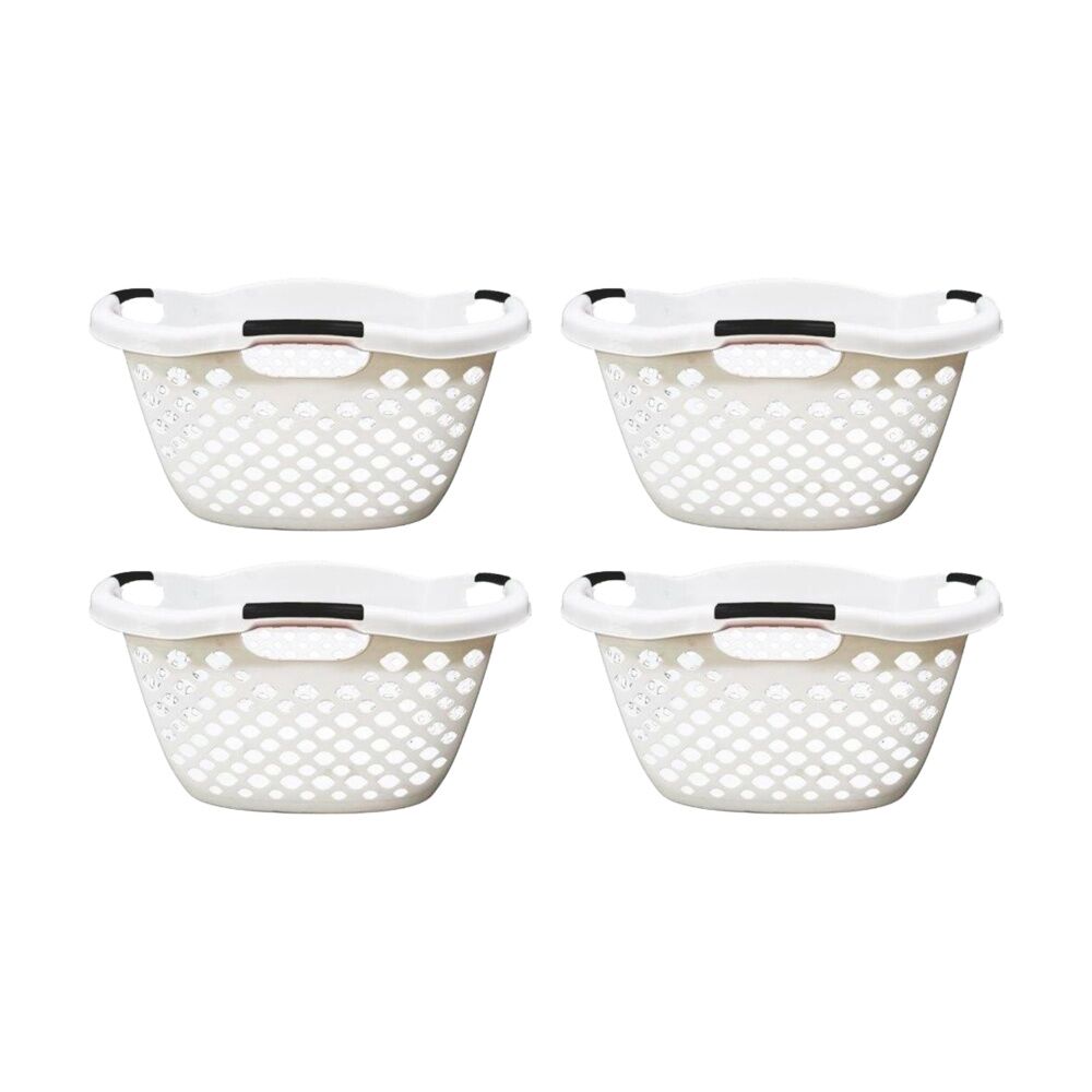 Braz Plastic Hip Hugger Laundry Basket w/ Handles 65x45x36cm Assorted (4 Pack)