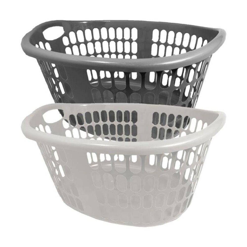 Braz Assorted Plastic Lightweight Oval Laundry Basket w/ Handles — image 2