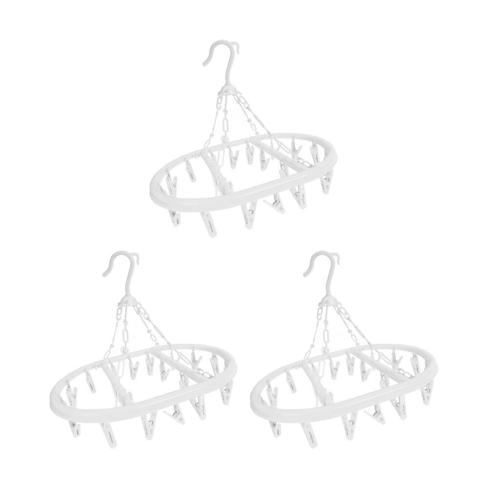 Braz Plastic Oval Airer Clothes Hanger w/ 20 Peg Hooks Assorted (3 Pack)