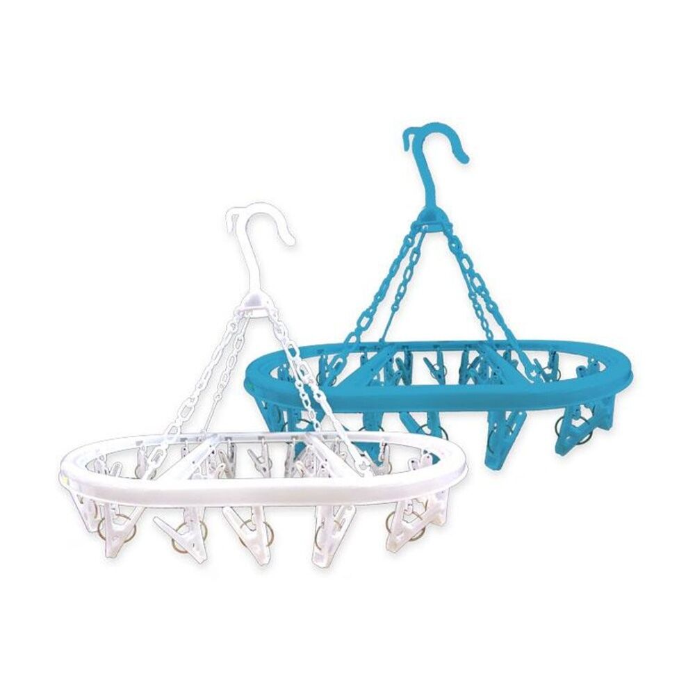 Braz Plastic Oval Airer Clothes Hanger w/ 20 Peg Hooks Assorted (3 Pack) — image 3