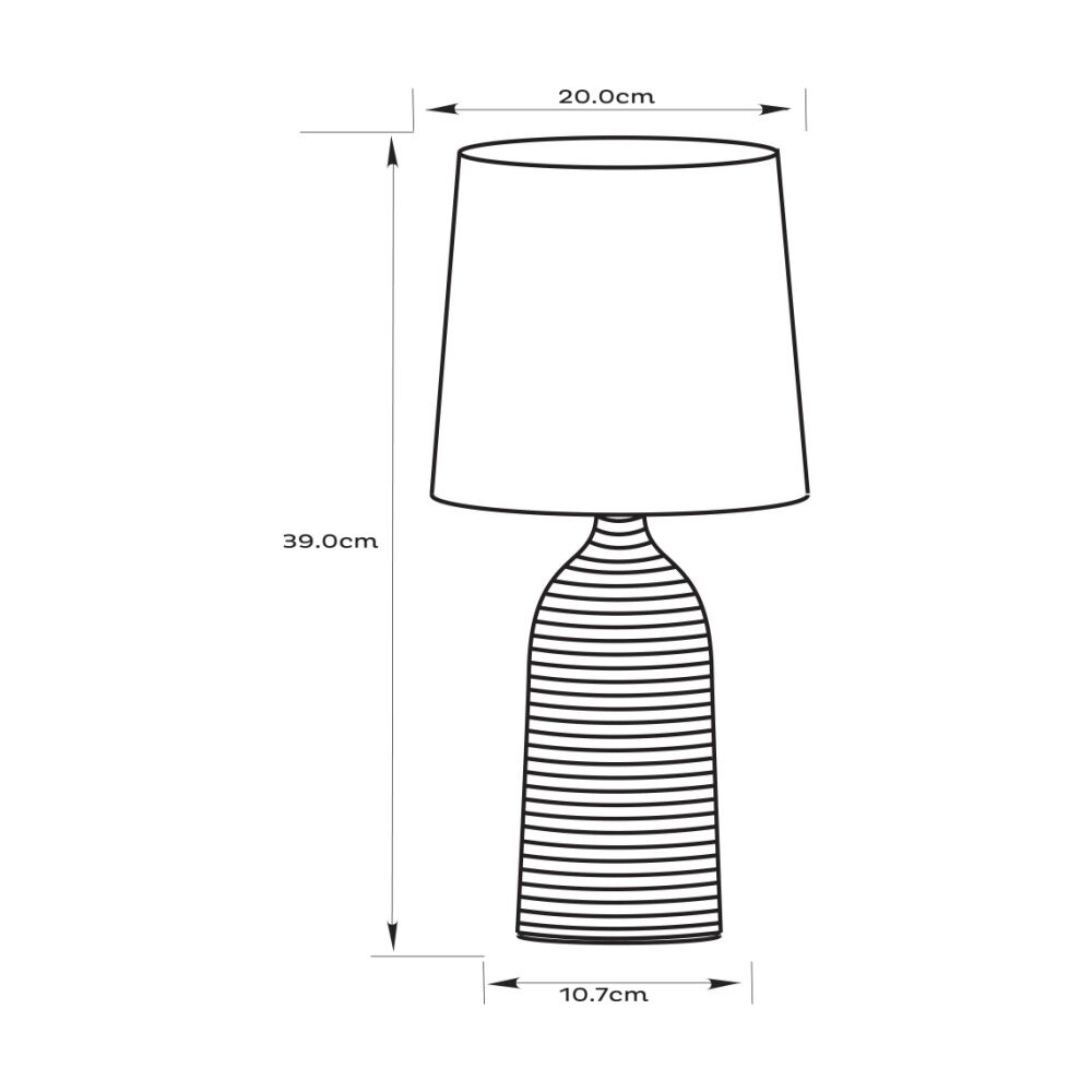 Urban Style Keira Table Lamp Cream Ceramic Base Linear Texture Fabric Drum Shade Inline Switch E27 Fitting Cream — image 5
