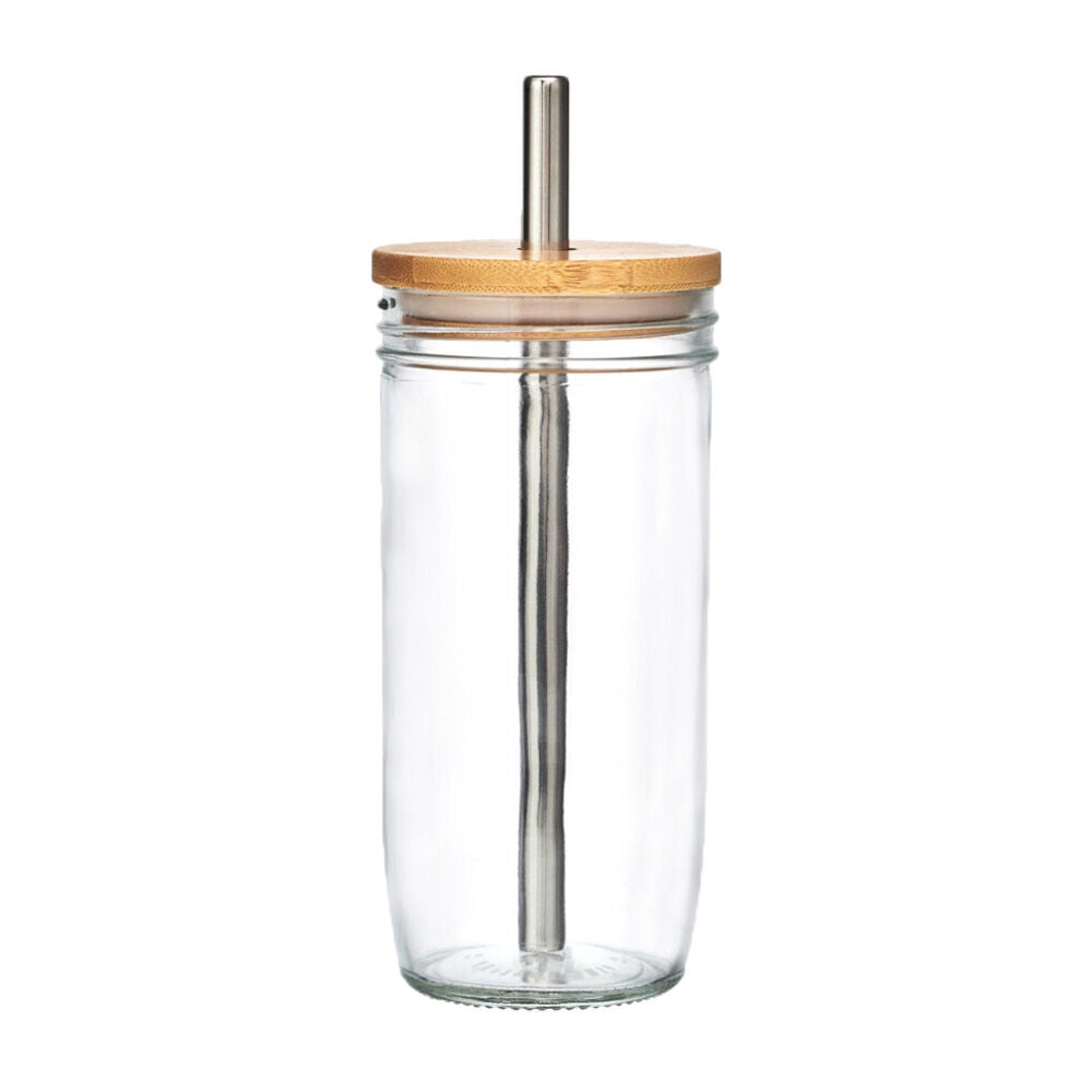 LA Cafeti?re La Cafetiere Glass Bubble Tea Tumbler w/ Stainless Steel Straw & Brush 650mL
