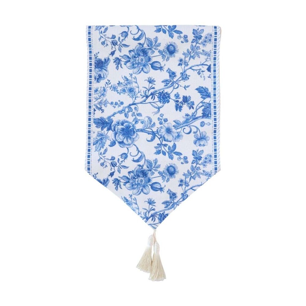 LVD Hamptons Rectangular Polyester Table Runner w/ Tassels Blue 180x33cm (2 Pack) — image 2