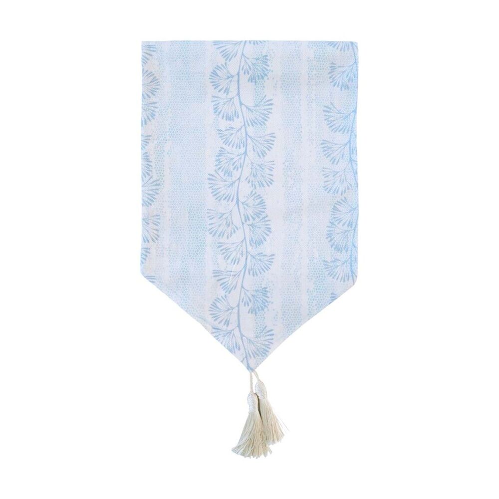 LVD 180x33cm Coral Rectangular Polyester Table Runner Decor w/ Tassels Blue