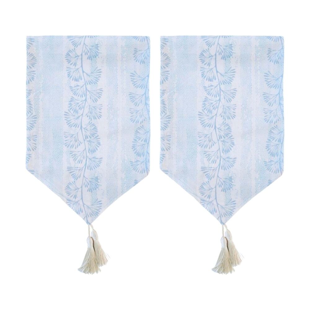 LVD Coral Rectangular Polyester Table Runner Decor w/ Tassels Blue 180x33cm (2 Pack)