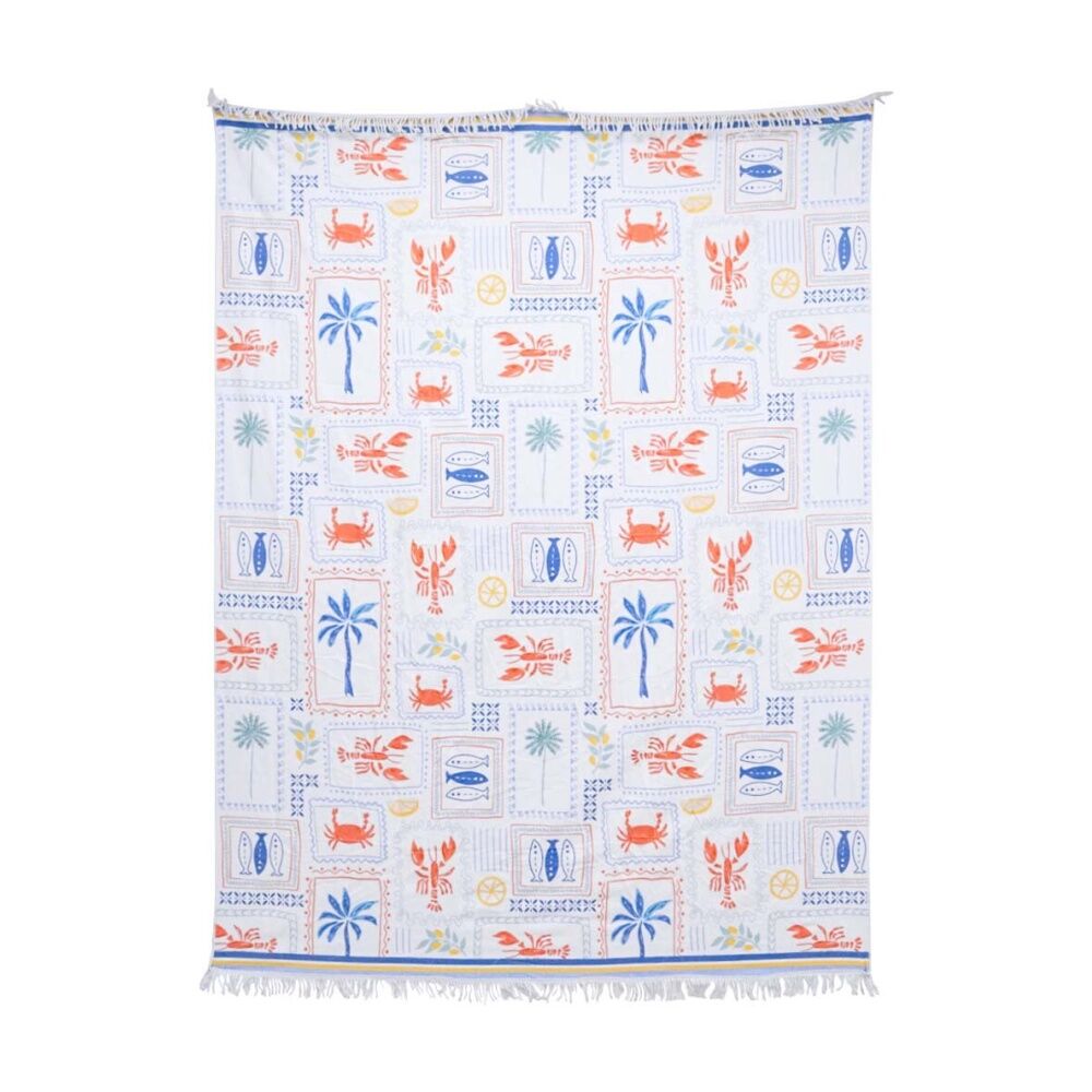 LVD 150x200cm Blue/Red Microfibre Lobster Beach Towel Extra Large