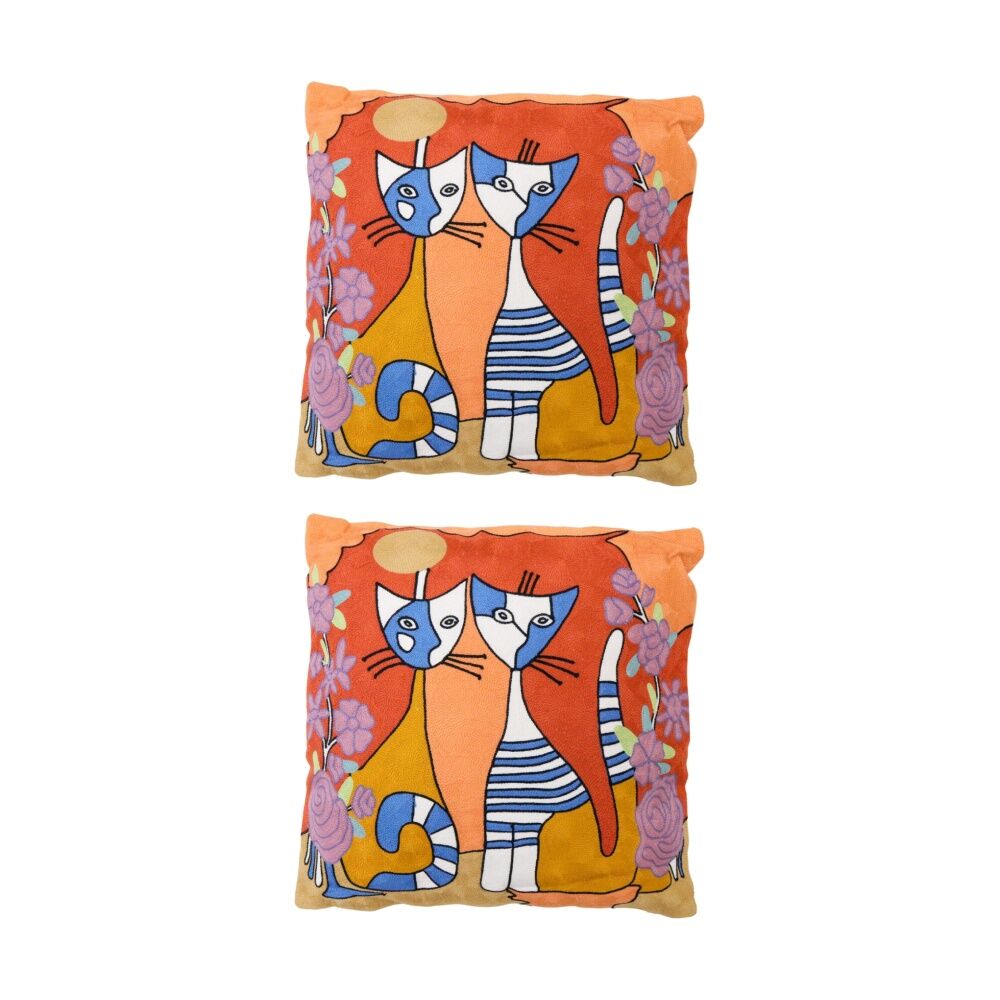 LVD Picasso Cat Pair Decorative Home/Living Decor Cushion/Pillow 45x45cm (2 Pack)